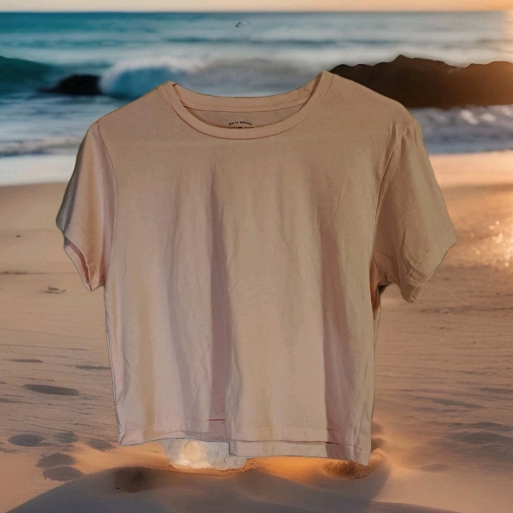 NWOT Billabong Pink Cropped Soft Beachy Top Womens Size L